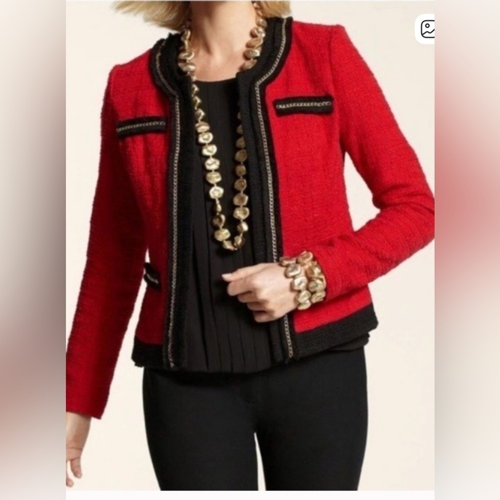 Chicos Elegant Red and Black Women's Jacket Size 0